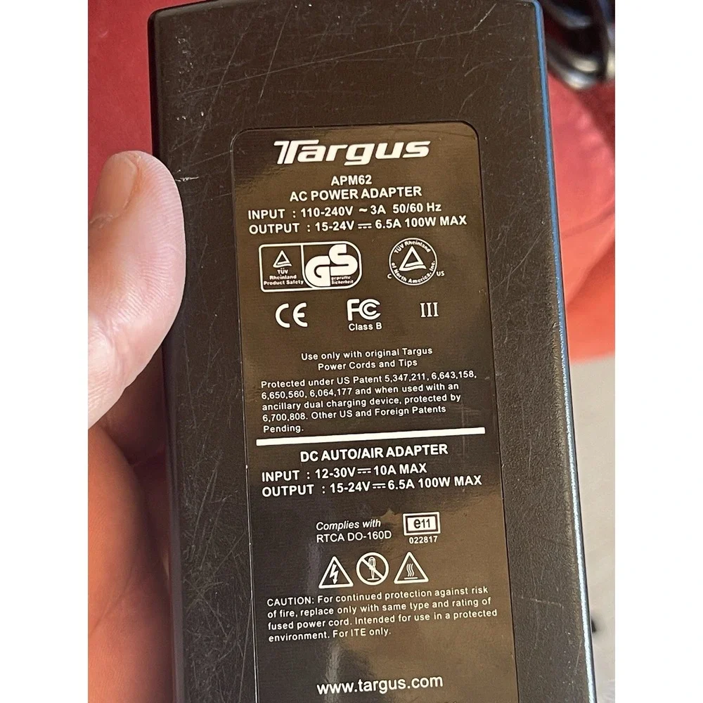 Targus15-24V=6.5A 100W MAX, With Car Adapter
